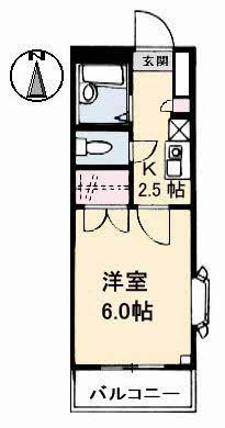 ハッピーハイツ今(1K/1階)の間取り写真