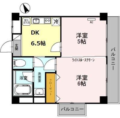 セジュール水賀池(2DK/3階)の間取り写真