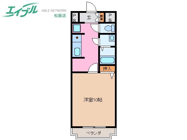 ハイタウン久保(1DK/3階)の間取り写真
