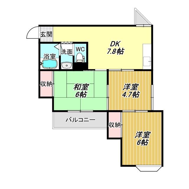 コーポ南野(3DK/3階)の間取り写真