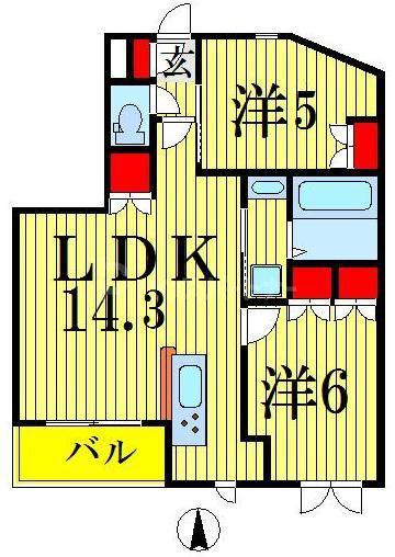 KDXレジデンス錦糸町(2LDK/10階)の間取り写真