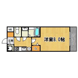 大阪ウエストレジデンス(1K/4階)の間取り写真