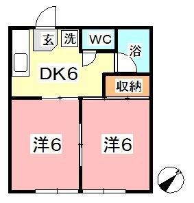 コーポ中沖 B(2DK/1階)の間取り写真