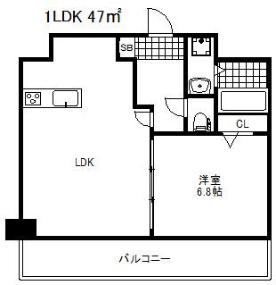 クオーレ三宮弐番館(1LDK/2階)の間取り写真