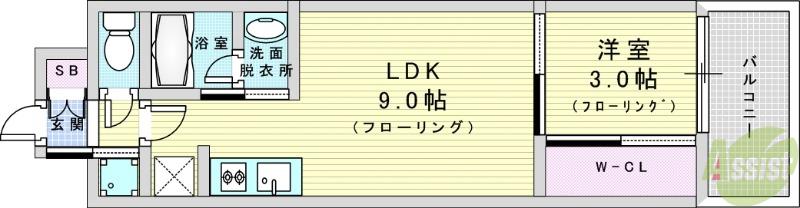 リビオメゾン新大阪(1LDK/15階)の間取り写真