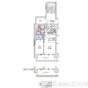 スプランディッド梅田ウエスト(1LDK/3階)の間取り写真