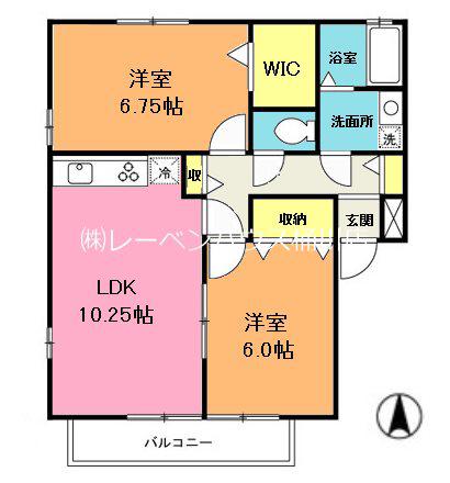 グランメールA(2LDK/1階)の間取り写真