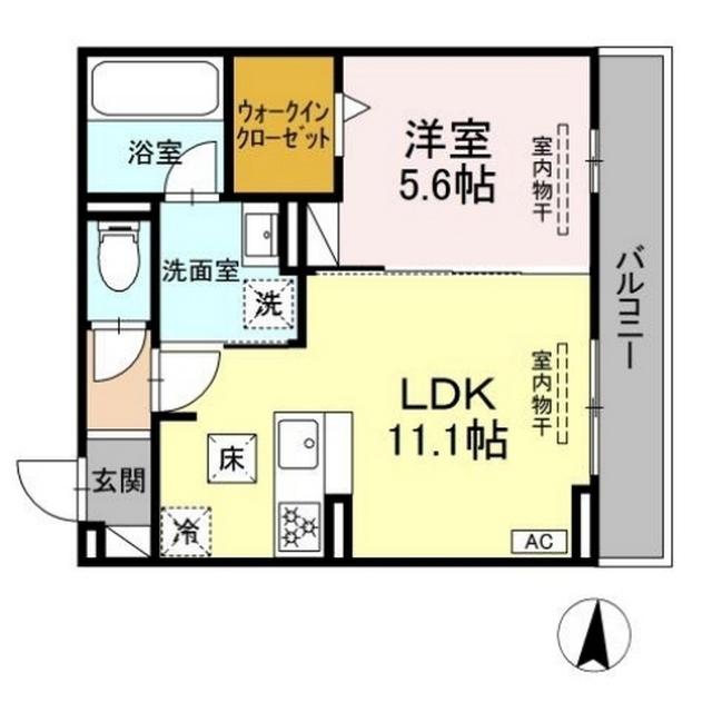 D CREST 若松町(1LDK/1階)の間取り写真