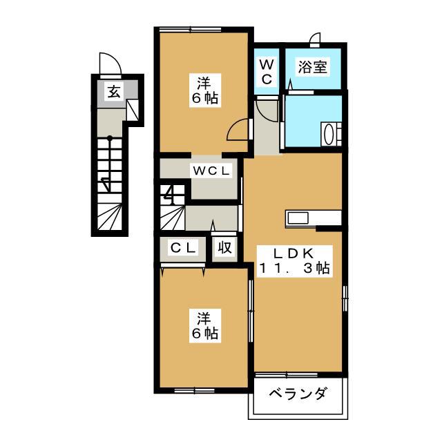 サニースクエアII(2LDK/2階)の間取り写真