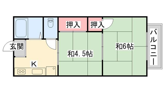 翠甲園ハイツ(2K/2階)の間取り写真