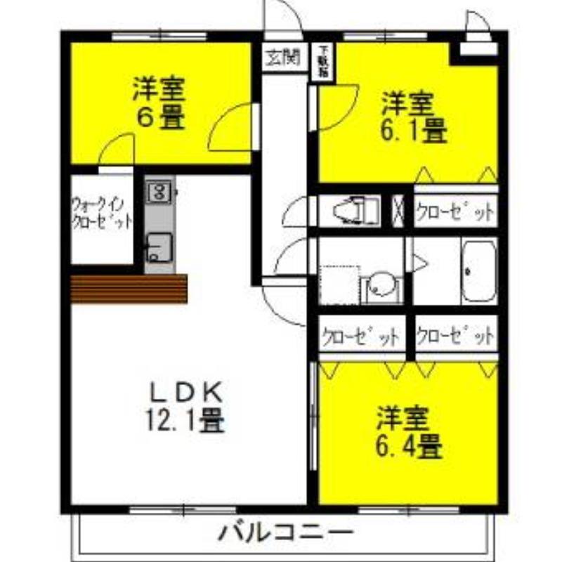 セントラル・フェスタIV(3LDK/3階)の間取り写真