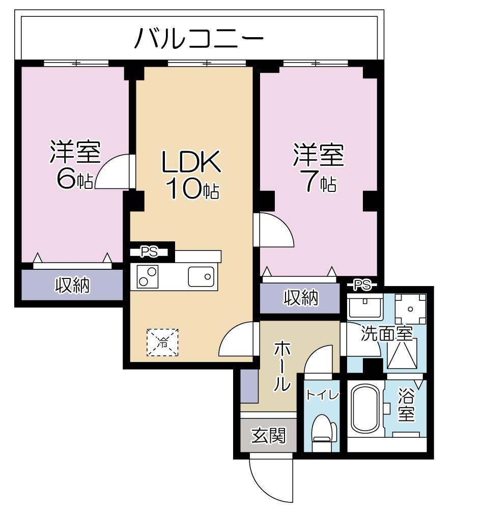A.FLAT II(2LDK/1階)の間取り写真
