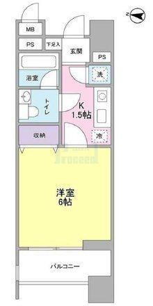ロネスタR文京護国寺(1K/6階)の間取り写真