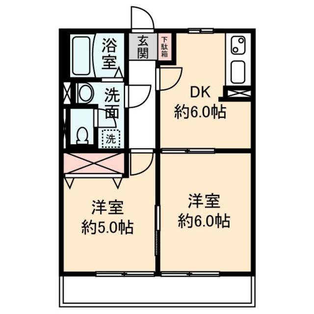 サンコーポ桜ヶ丘(2DK/1階)の間取り写真