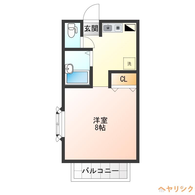 リバーサイド名塚(1K/2階)の間取り写真