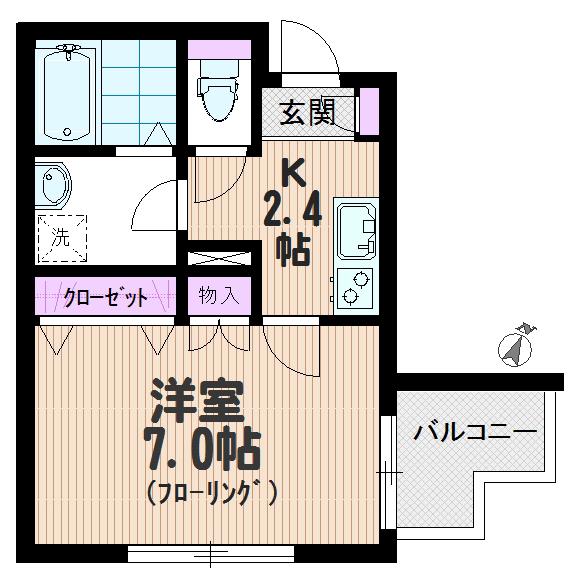 KHゲート(1K/2階)の間取り写真