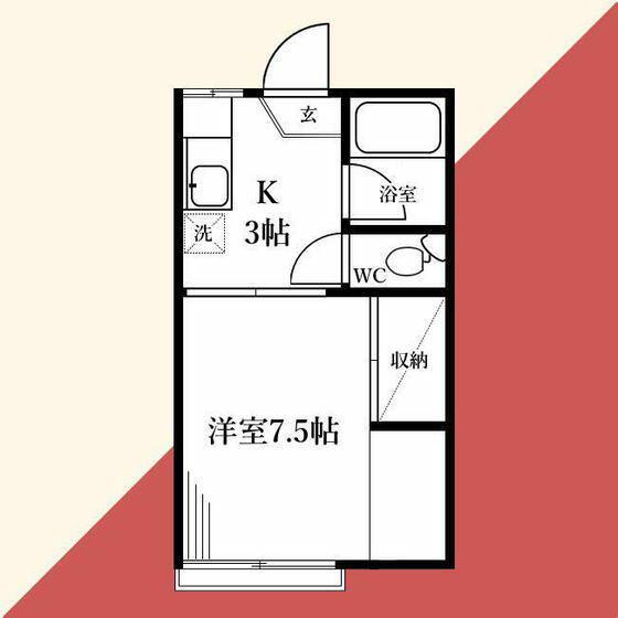 イーハトーブ海老名(1K/1階)の間取り写真