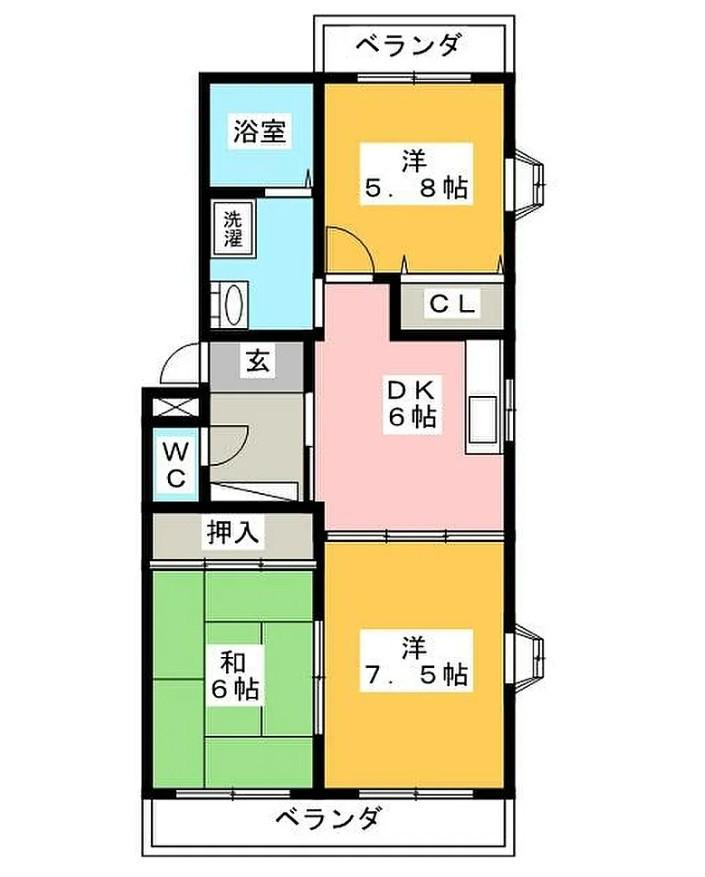 グラシア(3DK/1階)の間取り写真