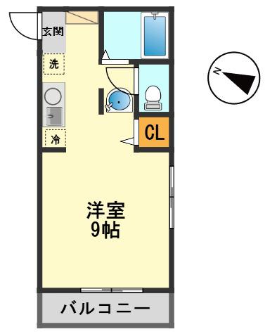 ソレイユ高砂(ワンルーム/2階)の間取り写真