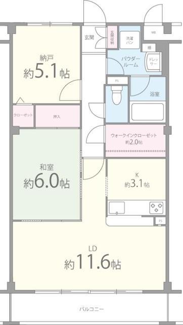 リヴィエール寺内町(2LDK/4階)の間取り写真