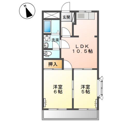 グランドハイム(2LDK/2階)の間取り写真