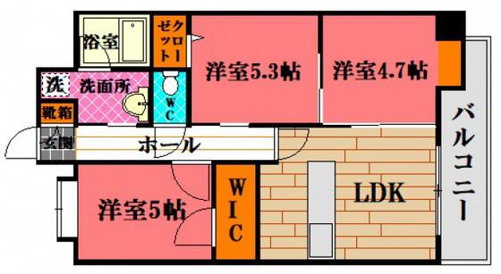ヴェリテアムール(3LDK/3階)の間取り写真