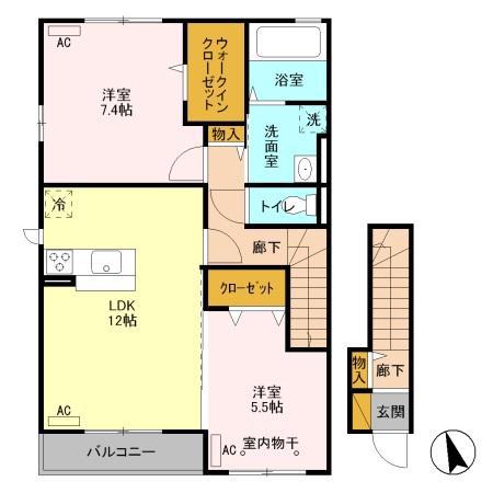 カレントIII 2LDK(2LDK/2階)の間取り写真