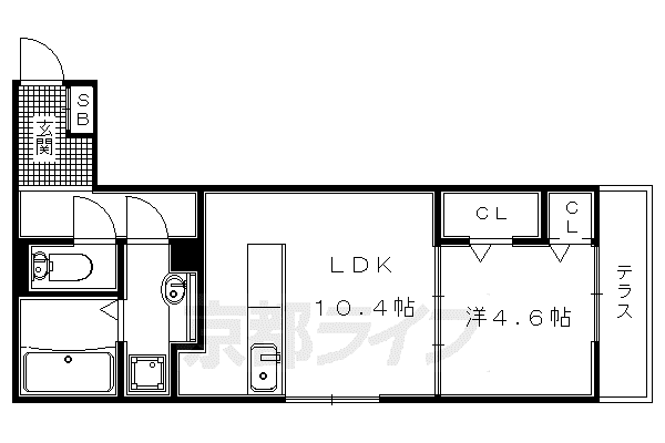 プラティア南里の西(1LDK/1階)の間取り写真