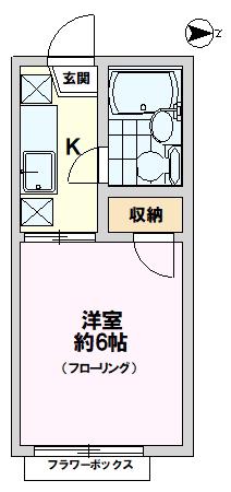 パラシオン (1K/2階)の間取り写真