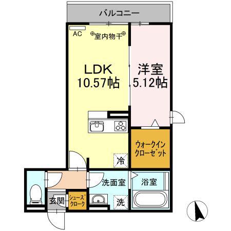 名鉄名古屋本線 加納駅(岐阜) 徒歩9分 3階建 築7年(1LDK/3階)の間取り写真