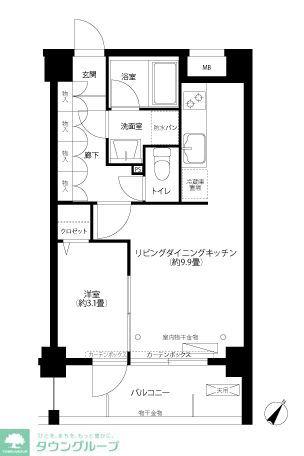 パルティーレ横濱(1LDK/1階)の間取り写真