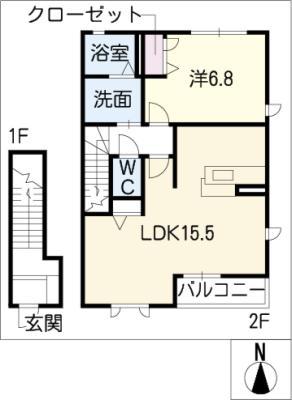 ル・パラディIII(1LDK/2階)の間取り写真