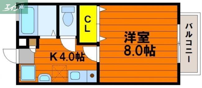 サンパティークA(1K/1階)の間取り写真