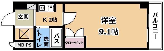 BEL PALAZZO(1K/2階)の間取り写真