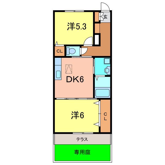 プレミール(2DK/1階)の間取り写真