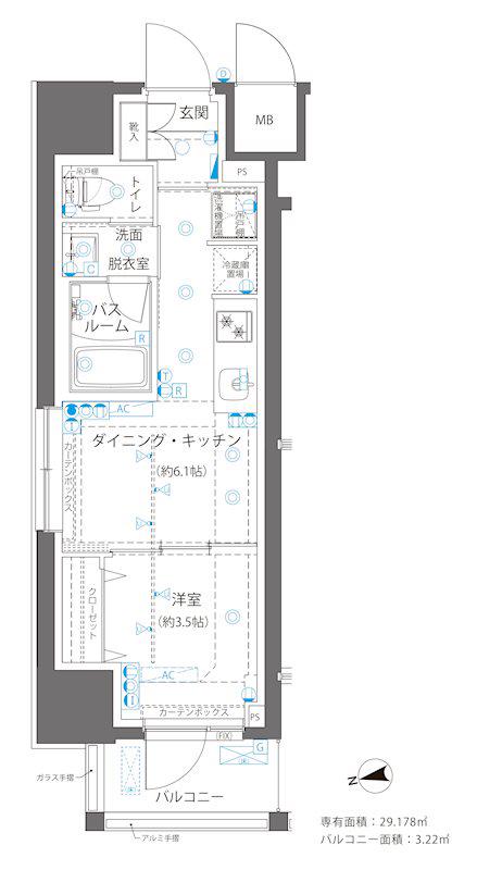ZOOM浅草ウエスト(1DK/2階)の間取り写真