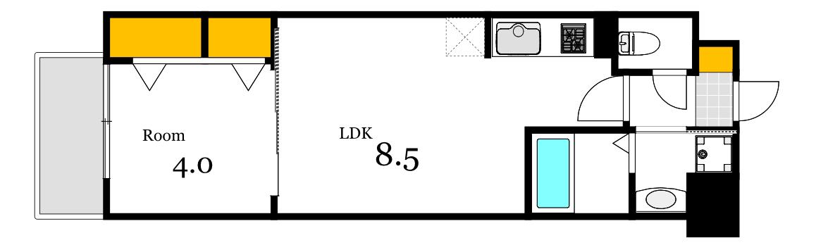 S-RESIDENCE本川町AFFORD(1LDK/9階)の間取り写真