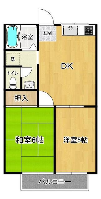 シャトー中野(2DK/2階)の間取り写真