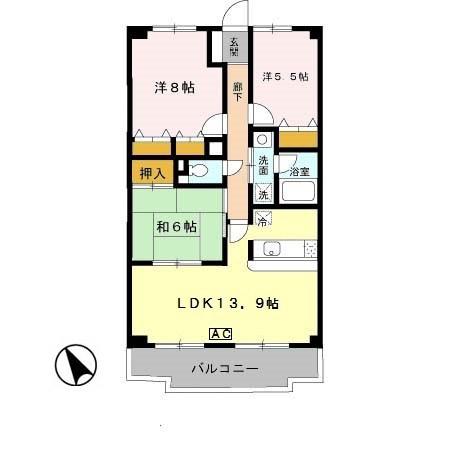 グランドール(3LDK/2階)の間取り写真