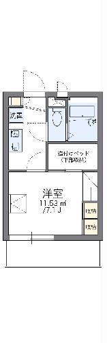 レオパレスベレオM(1K/1階)の間取り写真