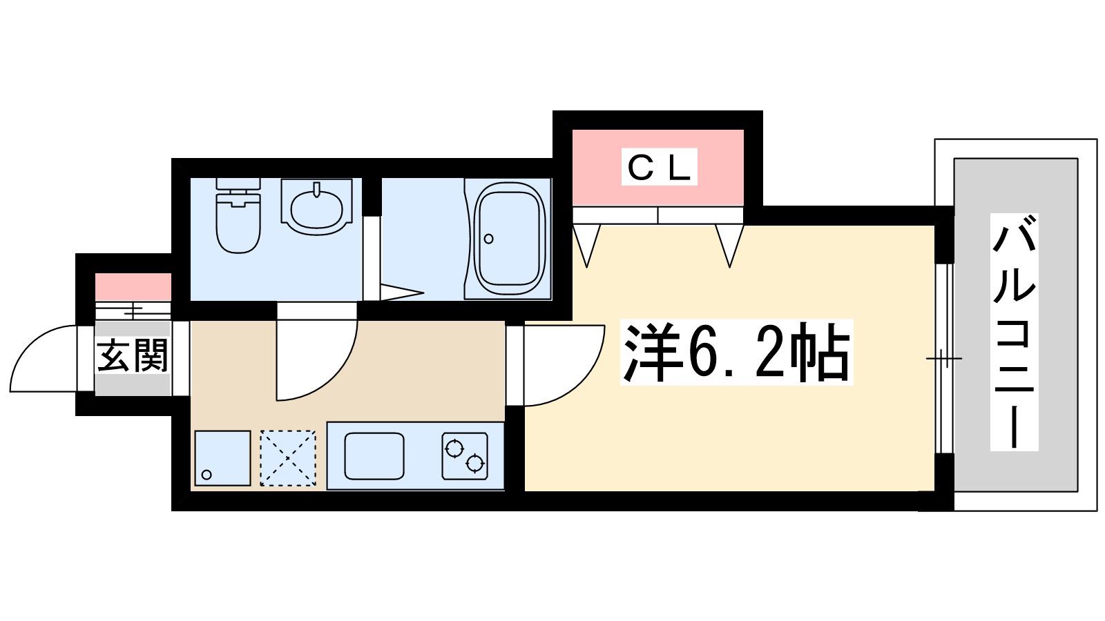 ラグゼ東三国2(1K/9階)の間取り写真