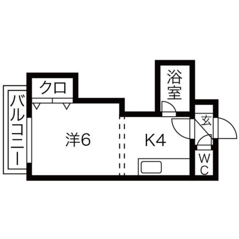 グリーンホームズ(1DK/1階)の間取り写真
