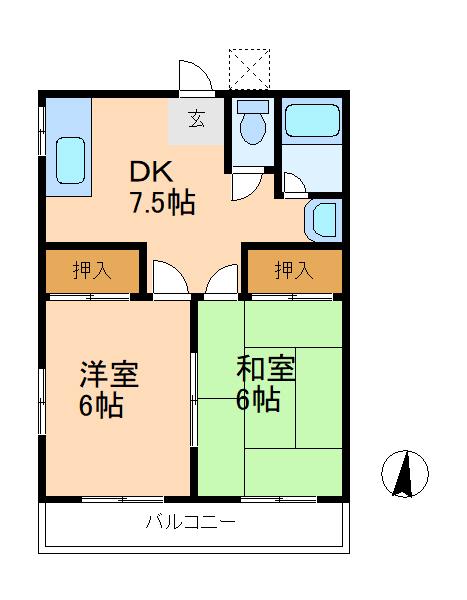 グリーンハイツI(2DK/1階)の間取り写真
