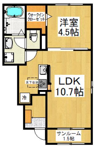 シリウス(1LDK/1階)の間取り写真