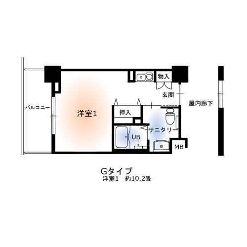 クレスト中府(ワンルーム/4階)の間取り写真