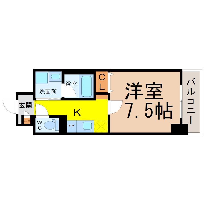 ラルーチェ泉(1K/8階)の間取り写真