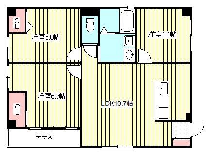 DREAMII(3LDK/1階)の間取り写真