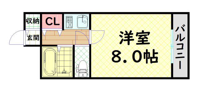 フォンティーヌ堺(1K/7階)の間取り写真