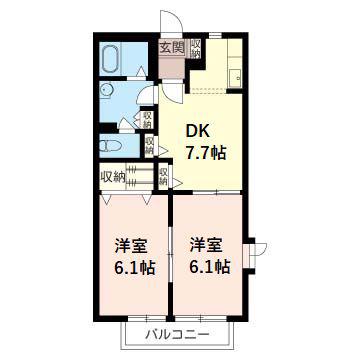 パル石井II(2DK/2階)の間取り写真