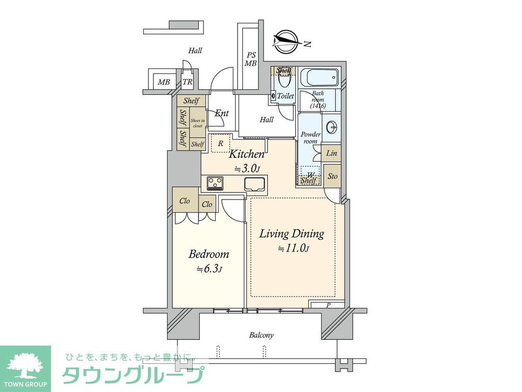 プラウドタワー名古屋錦(1LDK/12階)の間取り写真